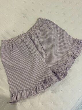 Litlle English Girl's Purple Gingham Ruffle Shorts Size 6